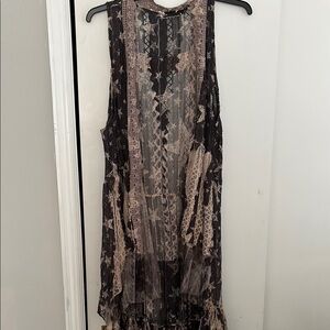 Origami Elegant Lace Long Overlay Vest